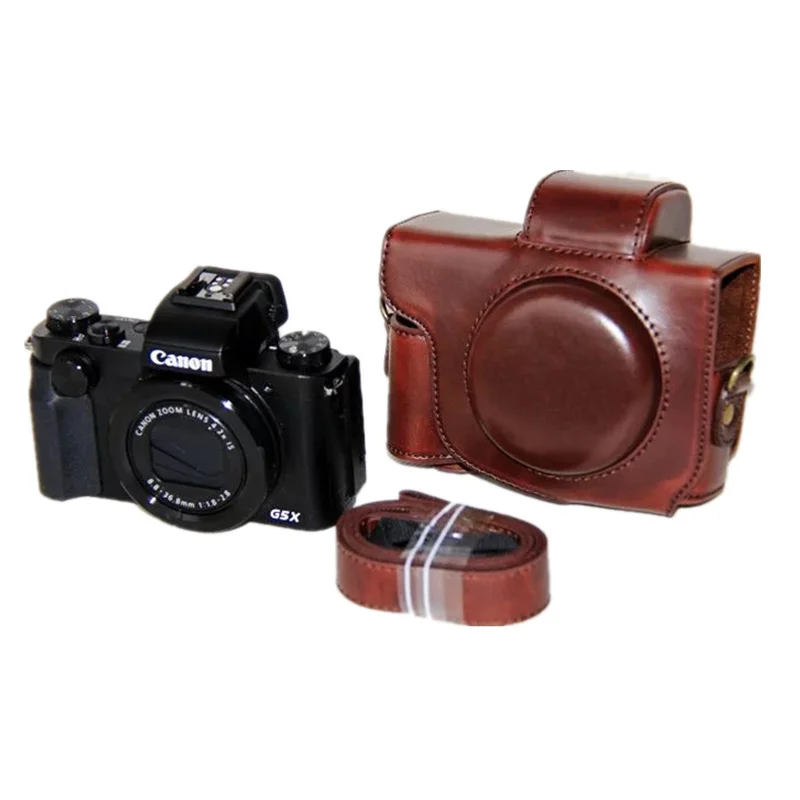 Камера из искусственной кожи чехол для Canon Powershot G5X G5 X крышка камеры с ремешком черный коричневый кофе