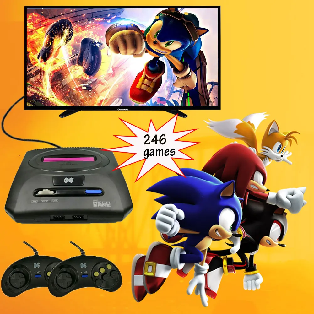 Mini Video TV Game 16 Bit For SEGA MD 2 Console AV Output Super Handheld Game Controller Wired Gamepad Built-in 368 Retro Games