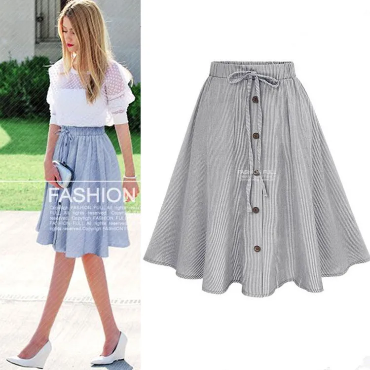 

Western Style 2018 Summer New Style WOMEN'S Dress Lace-up Stapling Thin Stripe Dress