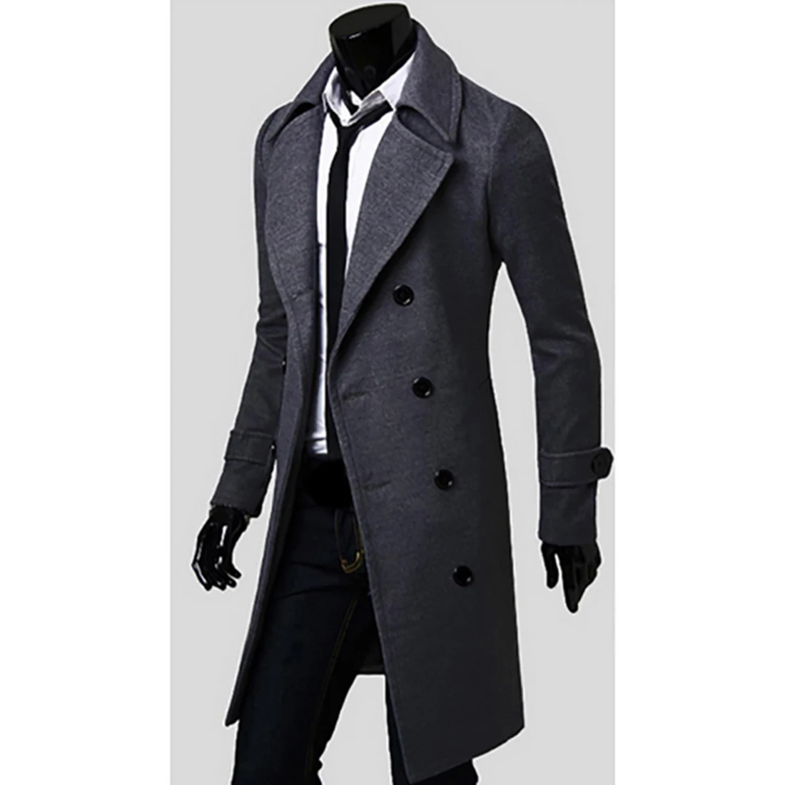 Мужская зимняя теплая длинная куртка повседневный флисовый Тренч Мужская толстая верхняя одежда-Тренч мужская одежда Slim Fit Abrigo Hombre