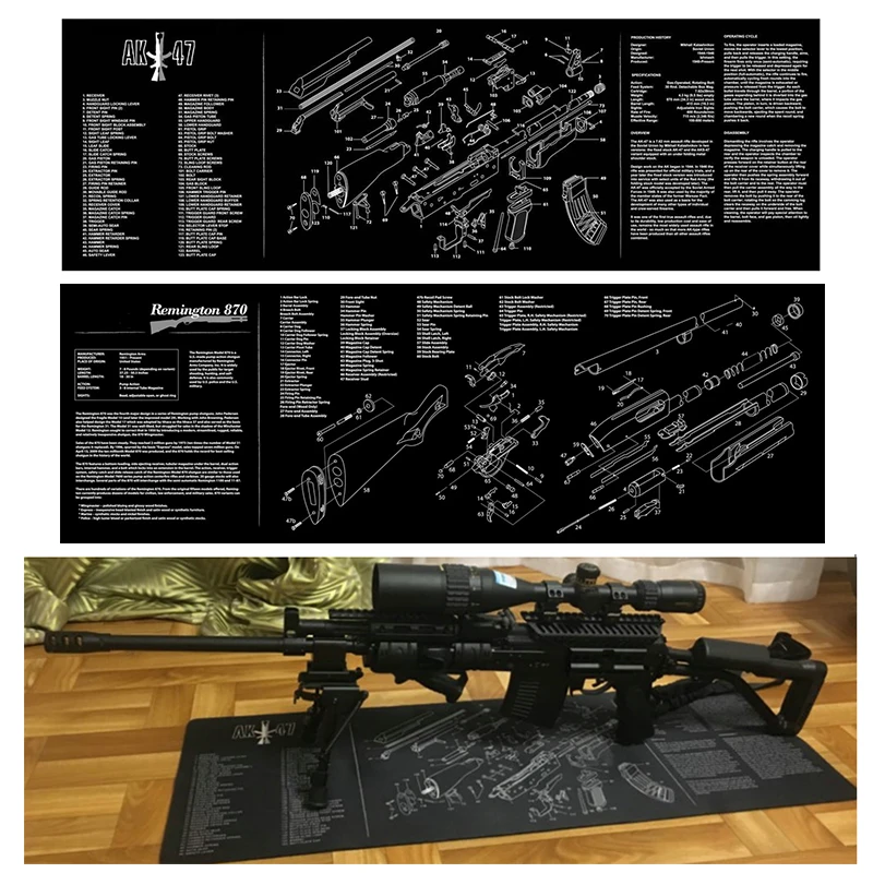 Тактический резиновый коврик для чистки пистолета AR15 AK47 Нескользящий Резиновый