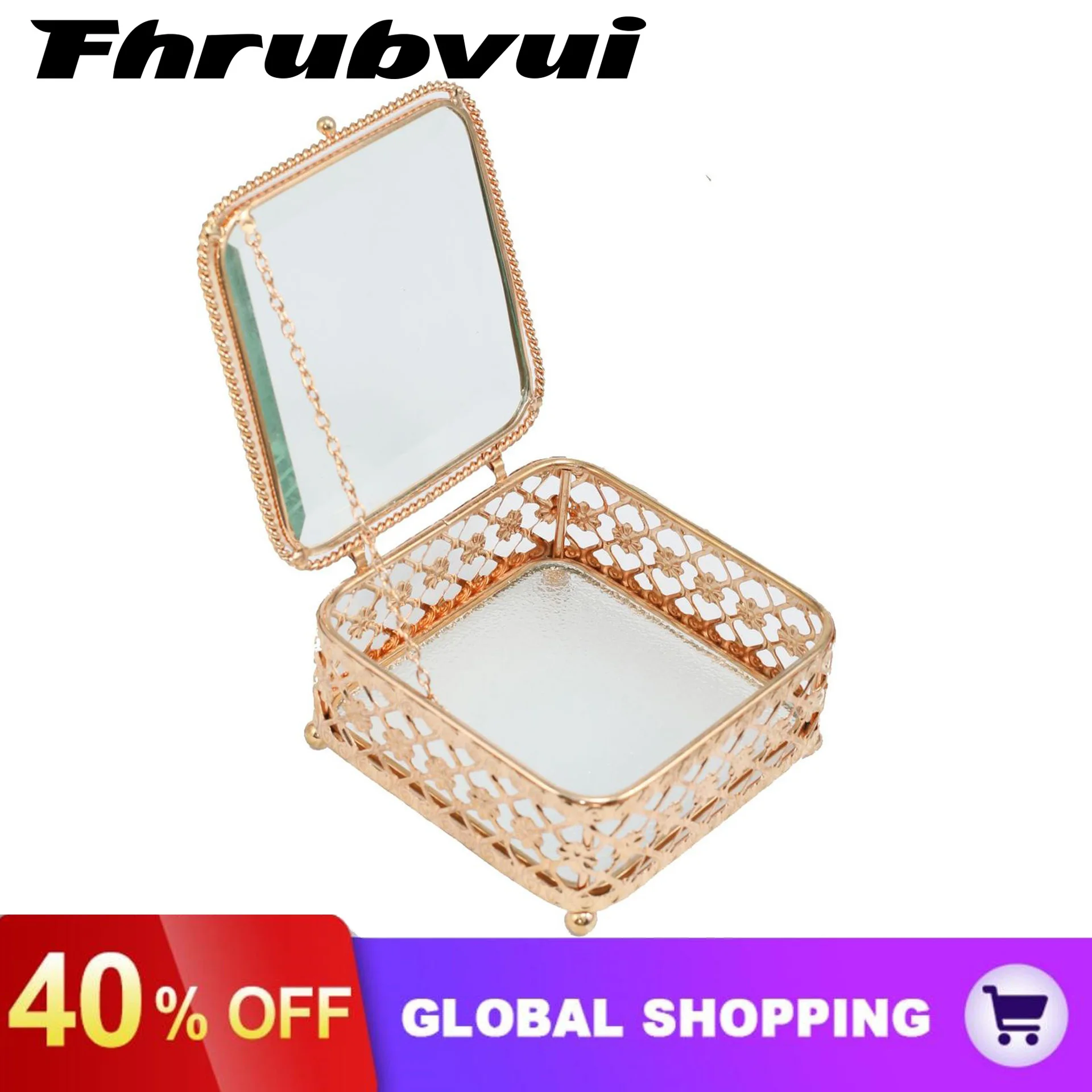 Geometric Glass Style Jewelry Box Table Container For Displaying Jewelry Keepsakes Home Decoration 3 tier jewelry box glass makeup organizer jewelry box multifunction display case for dressing table decoration storage