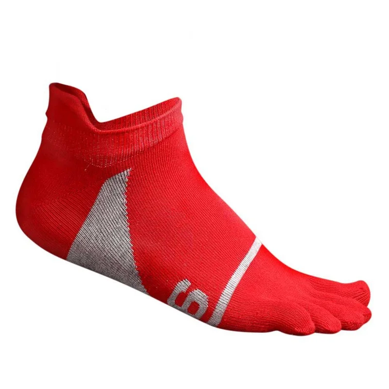 Мужские спортивные мягкие спортивные дышащие носки с пальцами, мужские носки, хлопковые носки с пятью пальцами - Цвет: Красный