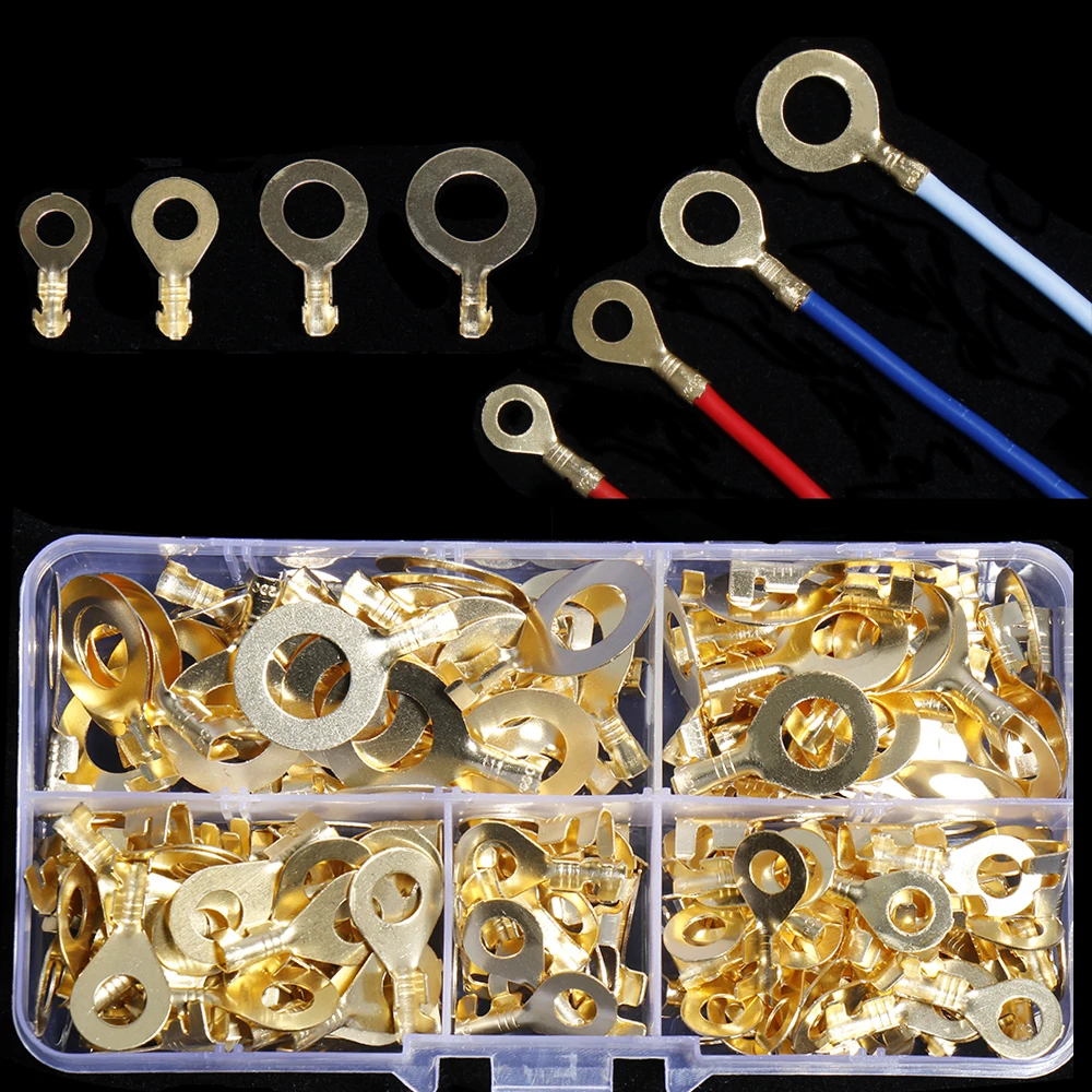 120pcs Open Barrel Copper Crimp Ring Terminal Lugs Assortment Set 10A -100A  | eBay