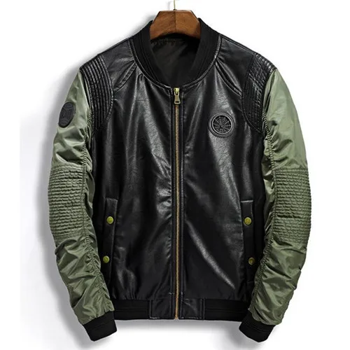 Весенне-зимняя куртка-бомбер для мужчин Air Force Pilot Ma1 мужские кожаные куртки, пальто в стиле панк из искусственной кожи, Повседневная Военная одежда Avirex A2 для мужчин - Цвет: Армейский зеленый