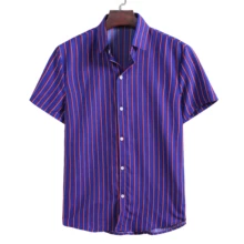 KISSQIQI Summer Men Shirt Short Sleeve Turn-Down Collar Casual Fashion Male Tops  Loose Shirts Maximum Asian Size M-3XL