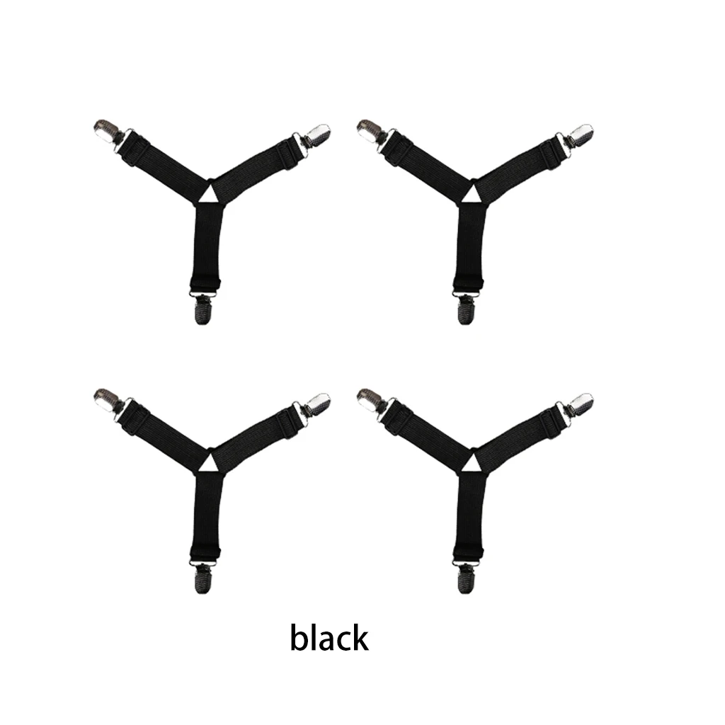 black 4 шт. постельное белье для матраца Одеяла Домашние Захваты зажим держатель крепеж эластичные нескользящие ремни крепления Противоскользящий ремень - Цвет: black