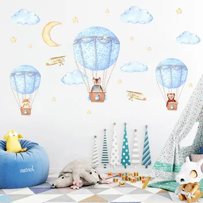 Balloon 07 DIY мультфильм Животные горячий воздушный шар наклейки на стену для детей детские комнаты детская спальня настенные наклейки самоклеющиеся виниловое панно - Цвет: Balloon 07