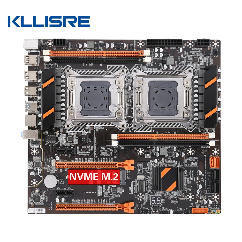 Материнская плата Kllisre X79 с двумя CPU материнская LGA 2011 USB3.0 SATA3 PCI-E 3 0 16X NVME M.2 SSD