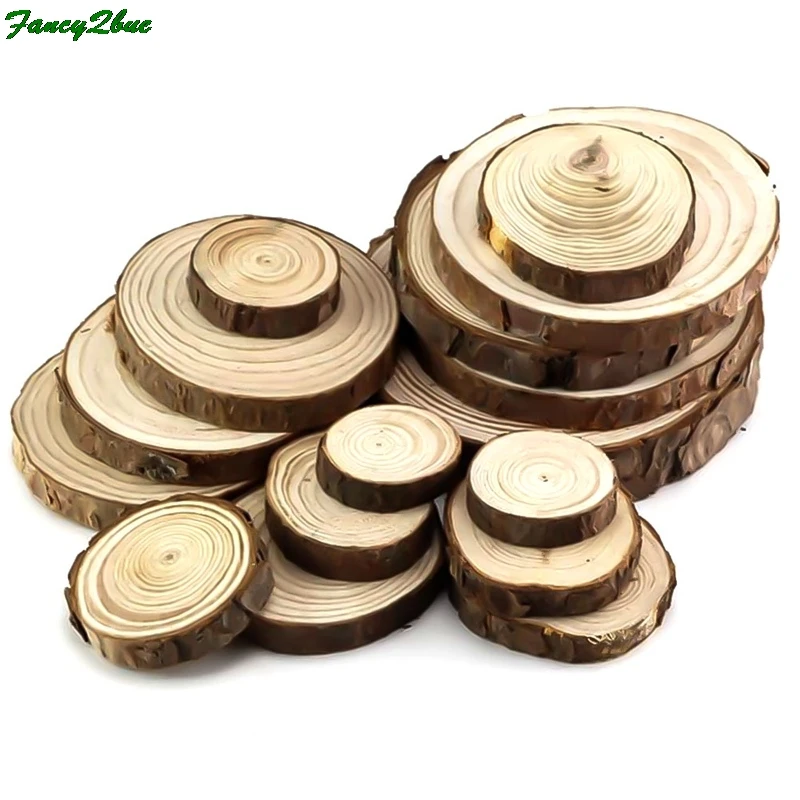 Натуральные круглые деревянные ломтики круги с корой дерева диски для рукоделия
