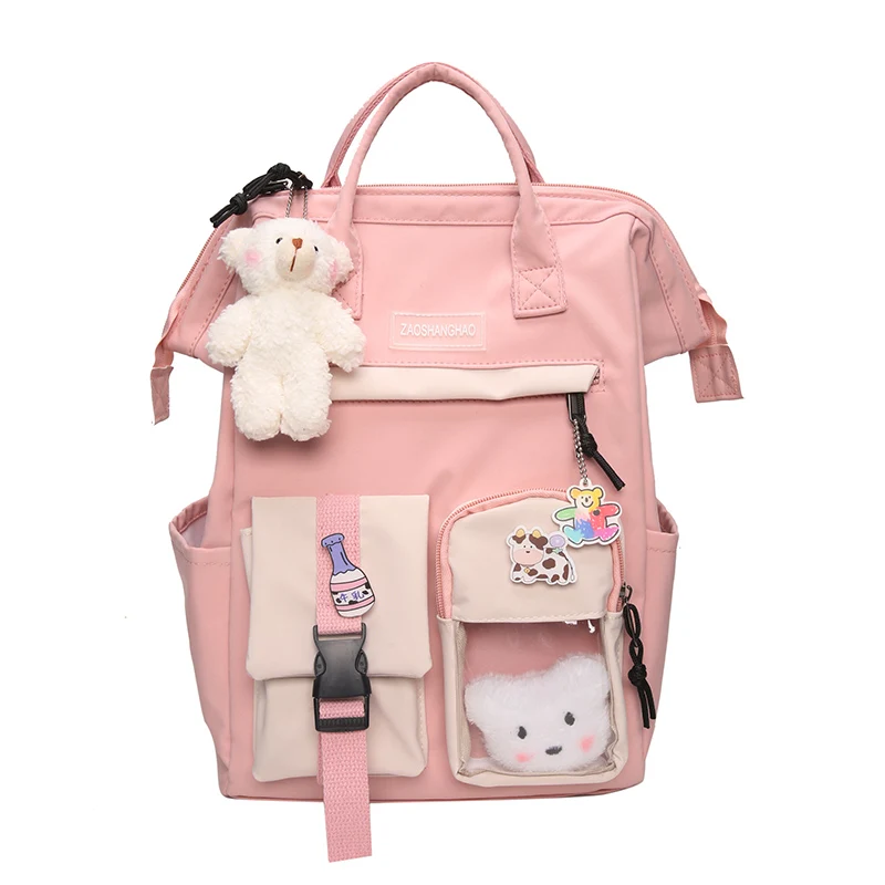thumbnail image 1 of Mochila escolar para adolescentes, bonita bolsa de anillo para niñas, bolsas de viaje de diseñador, mochila para ordenador portátil, mochila de patchwork para mujeres, 1 of 5