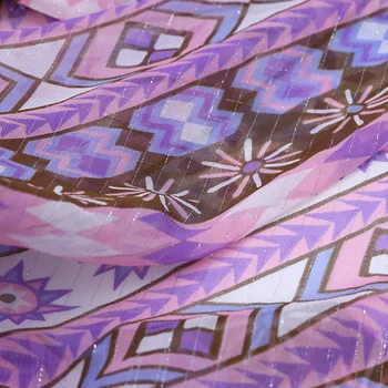 

2 Meter Silk Material For Scarf Digital Print Crinkle GGT 100% Silk Georgette Fabric 8 MM Silver Line Diy Dress Pink
