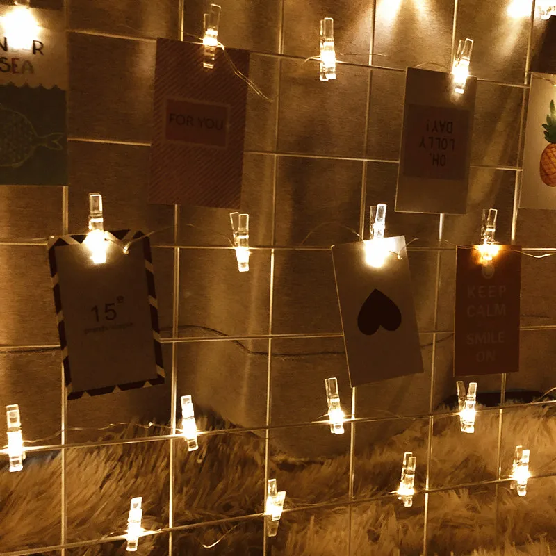 

Christmas Outdoor Decoration Home Led Light Mini Photo Clip Garland String Lights Holiday Wedding Party Decoration Fairy Lights