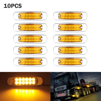 

10pcs Car truck LED yellow side Marker lights Car External Lights Tail Light 12V 24V For Freightliner For Peterbilt for Trailer