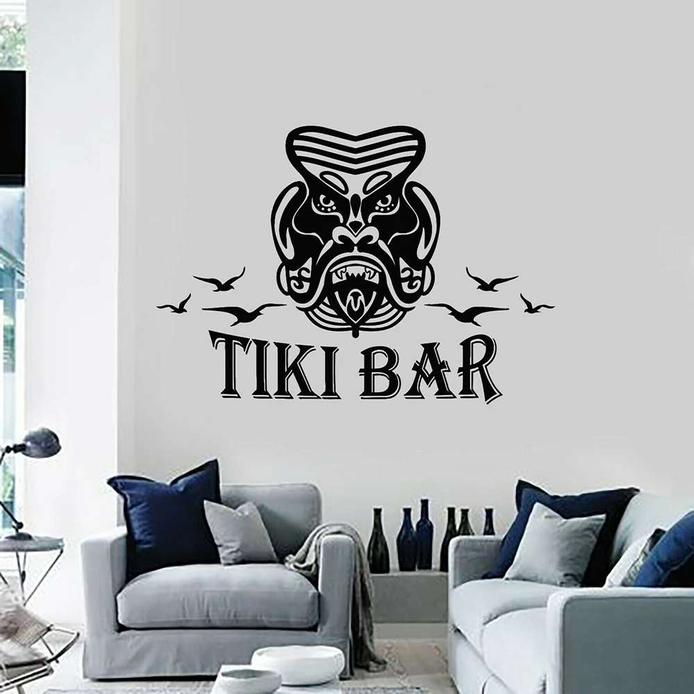 Tiki Bar Decor Wall Stickers Adesivo de Parede Restaurant Decorated Vinyl Decals Tiki Carvings Posters A479