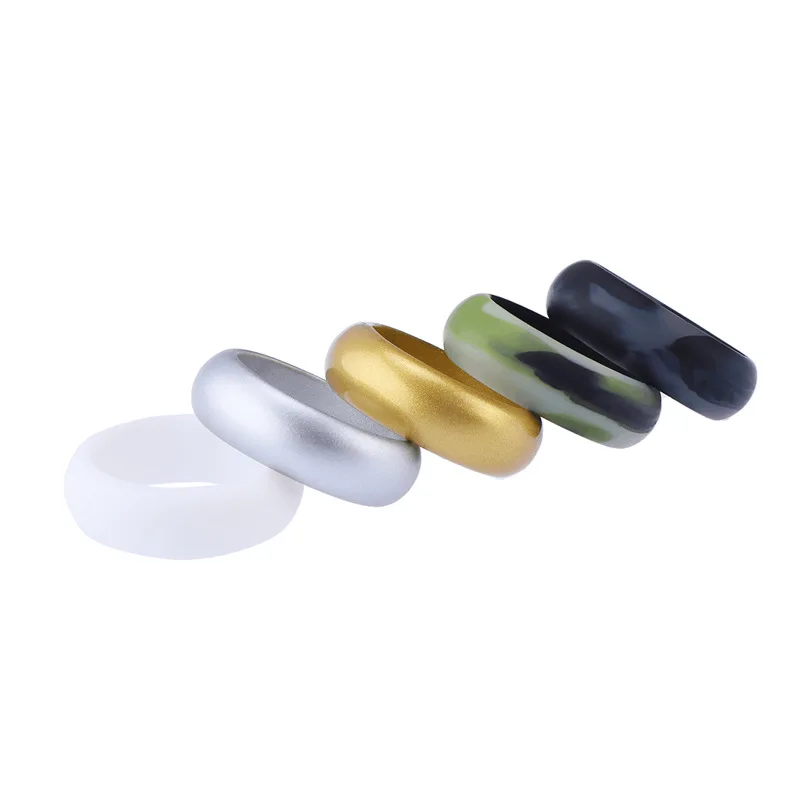 6-12 Size New Food Grade FDA Silicone Rings Set for Men Wedding 8mm Hypoallergenic Flexible Sports Rubber Finger Ring 5pcs | Украшения и