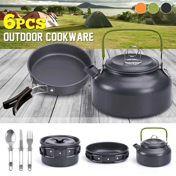 

Outdoor Camping Cookware Set Camping Tableware Cooking Tools Travel Tableware Cutlery Utensils Hiking Picnic Cooking Pot Pan Set