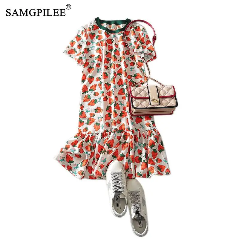 

Dress Women 2020 Office Lady Women Summer Sundress Trumpet Mermaid Print Short Knee-length Empire O-neck Dress Womens Summer 3XL