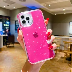 3 - in - 1 Heavy Duty Shining Glitter Shockproof Bumper Phone Case - 6 6s or 7 8 (Rose Red)