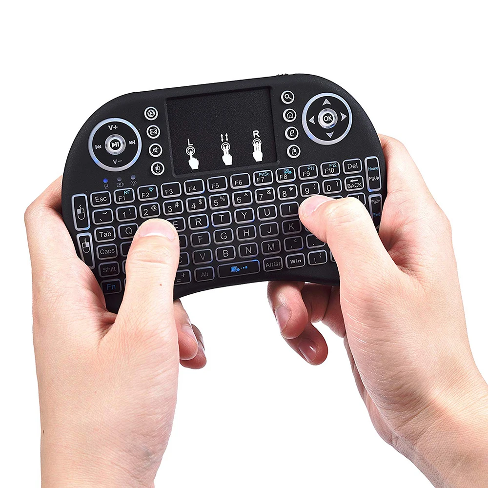 Portable i8 Keyboard 7 Color Backlit 2.4GHz Mini Wireless Air Mouse Russian English Built-in Lithium Battery Chargable Keyboard