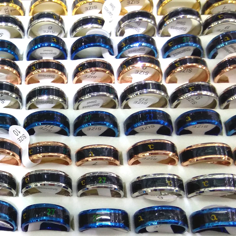 

New Arrive Digital Temperature Display Rings Stainless Steel Rings Mixed Colors 50pcs/Lot