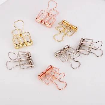 

Simple Color Metal Cut-out Binder Clip Medium and Small Number of Office piao ju jia Stainless Steel Dovetail Clip