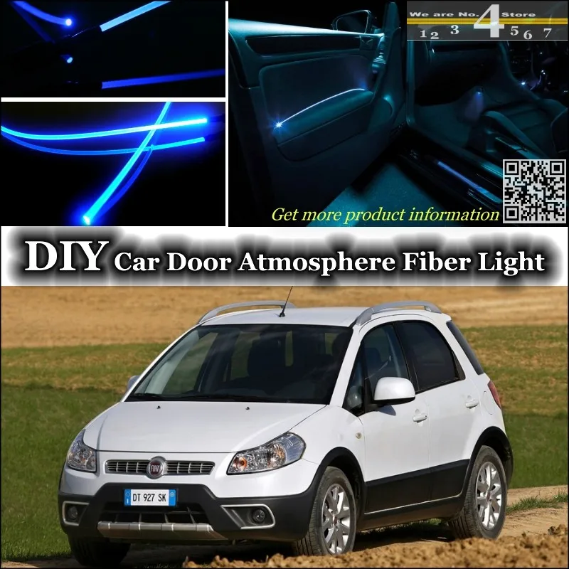 Для Fiat Sedici внутренний свет настройки атмосферного волоконно-оптического диапазона света внутри двери панели освещения(не EL свет