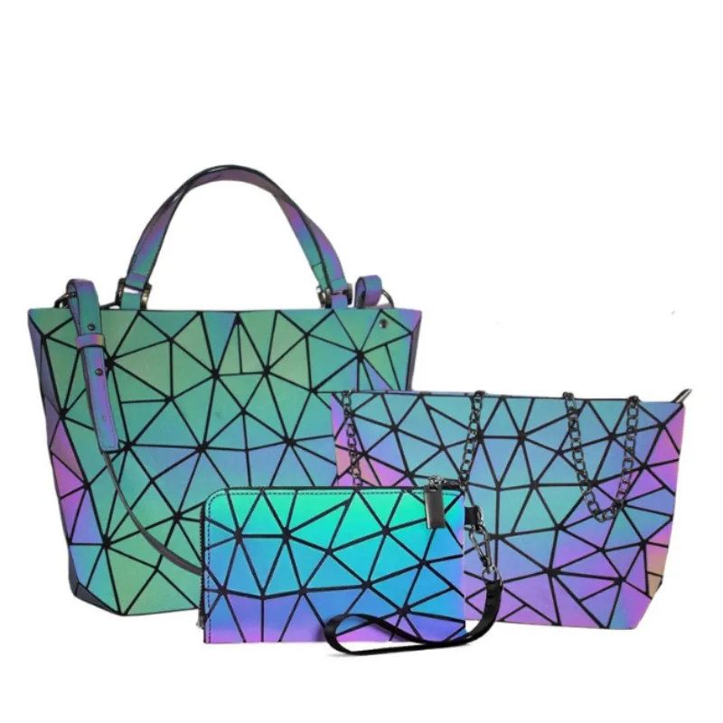 

2021 new geometric rhombic handbag women's luminous bucket bag women's versatile shoulder bag slant span bag