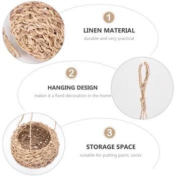 

Mini Storage Basket Hemp Cord Twisted Hemp Storage Blanket for Plants Storage