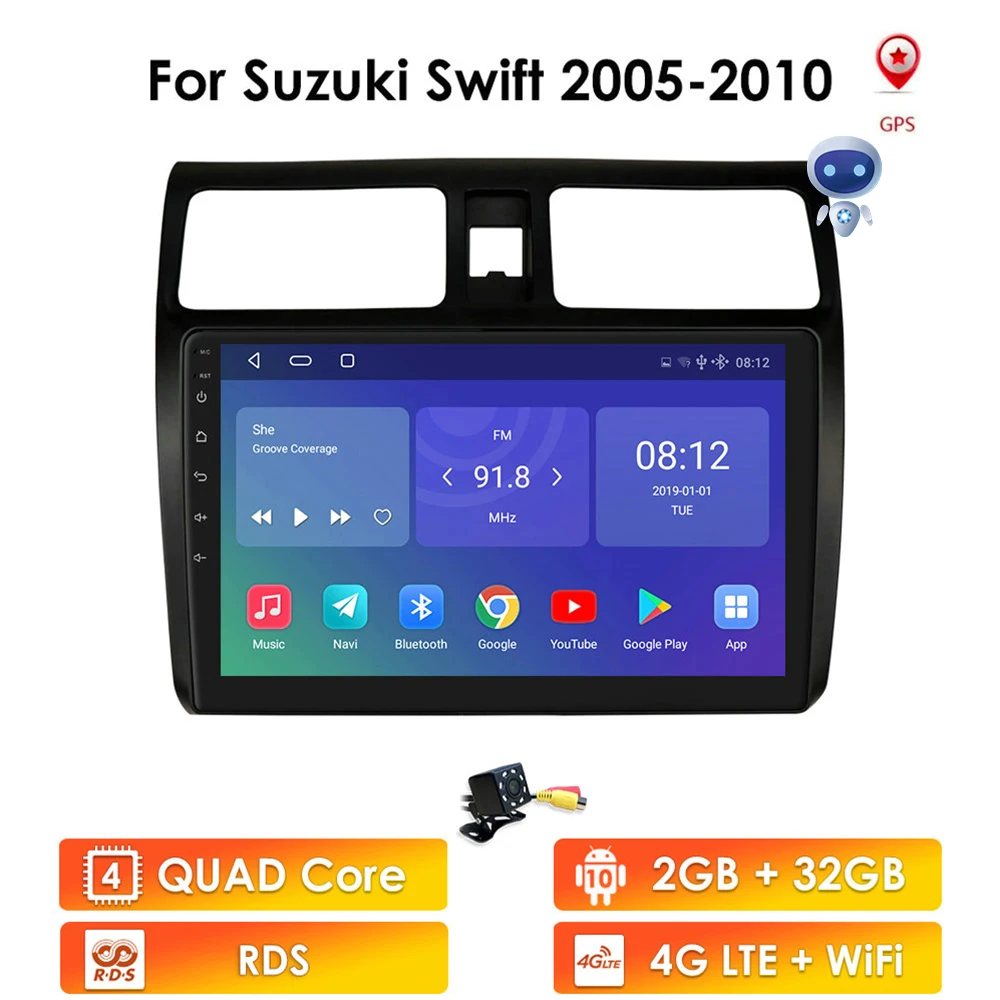 Автомагнитола 2 ГБ + 32 Android 10 мультимедийный плеер для Suzuki Swift 2005 2006 2007 2008-2010