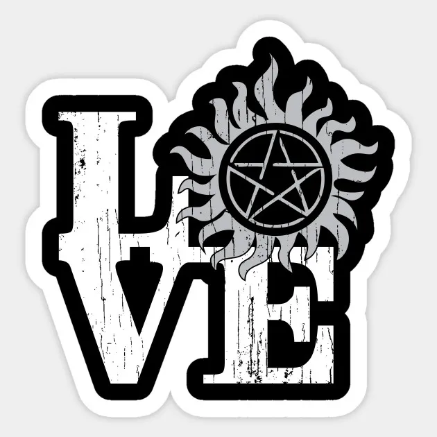 

1PCS LOVE Supernatural Sticker For Notebook Trolley Case Backpack Table PVC Car DIY Cool Skateboard Decal