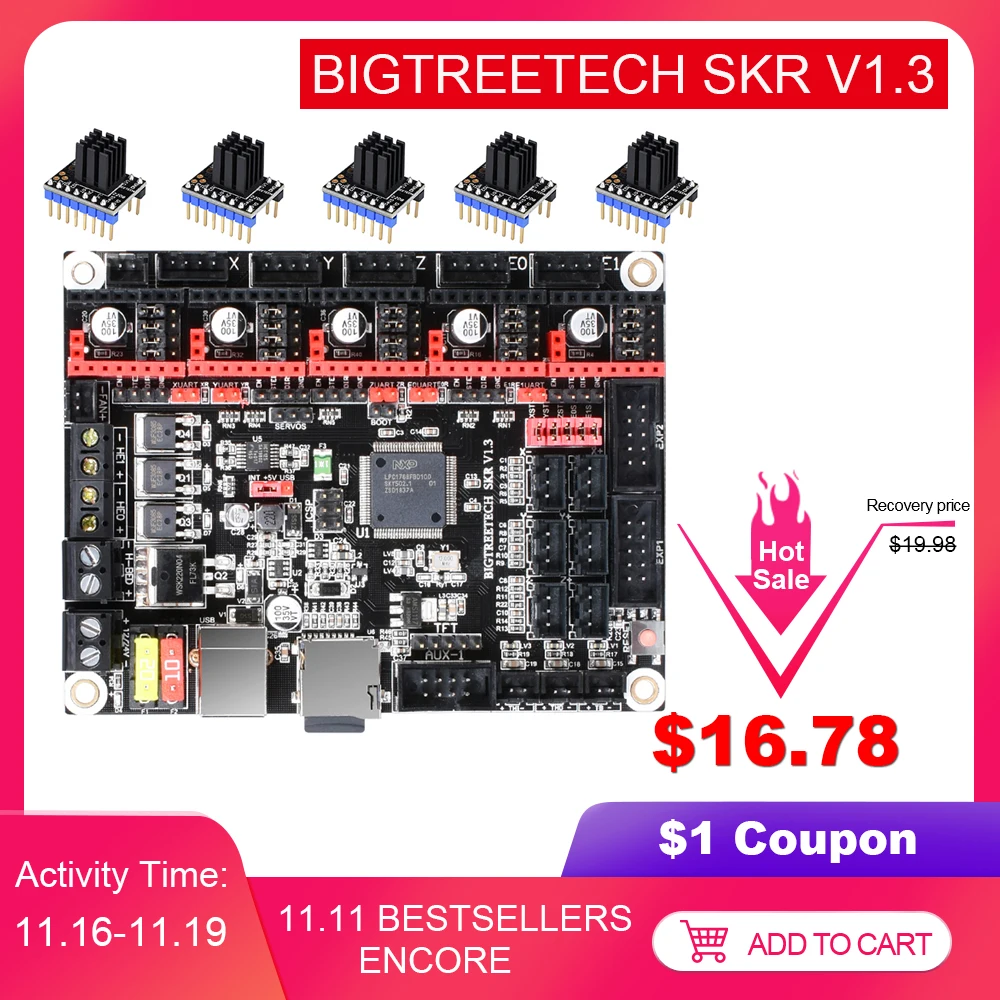 BIGTREETECH SKR V1.3 Управление доска 32 бит борту Smoothieboard TMC2208 A4988 DRV8825 TMC2130 3D-принтеры Запчасти МКС GEN L ПЛАТФОРМЫ 1,4