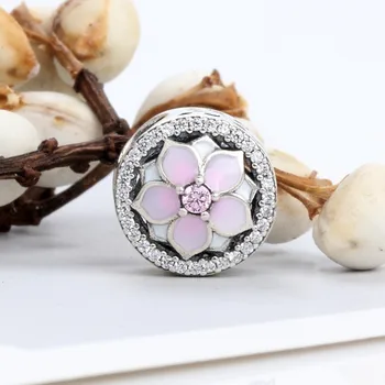 

Original 925 Sterling Silver Bead Creative Cut Out Magnolia Beads Fit Pandora Women Bracelet & Necklace Diy Jewelry