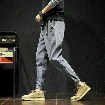 

Pants Men 2020 Large Size Pockets Leisure Drawstring Simple All-match Korean Style Harajuku Harem Pant Mens Soft Trousers Chic