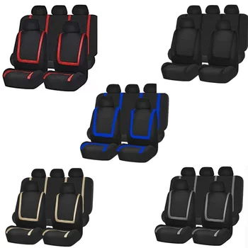 

Universal Car Seat Cushion Non-Rolling Up Vehicle Breathable Faux Leather Car Comfortable Non-Slide Stitching Color Seat Cover 9