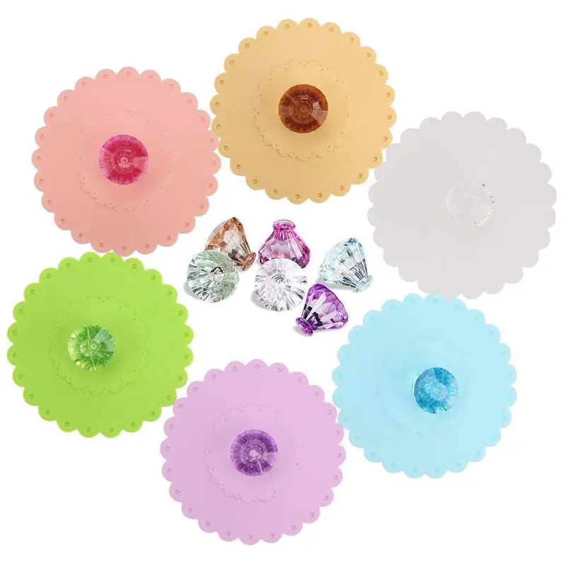 Пищевой креативный Круглый Алмазный чехол для кружки(набор из 6) герметичное уплотнение силиконовых крышек для напитков крышки для горячих чашек кружка для пива, кофе