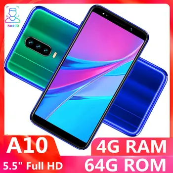 

A10 smartphones 4G RAM 64G ROM quad core 5.5INCH 13MP Face ID unlocked android mobile phones celulares Global version WCDMA 3G