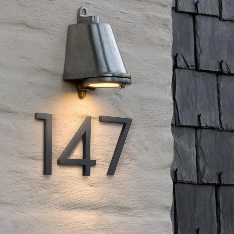 1pc 152mm Floating House Number Outdoor 6 inch Black Aluminum Alloy Apartment Door Number Mailbox Address Sign #0-9 With Screws house number signs,door signs,house numbers,number plate