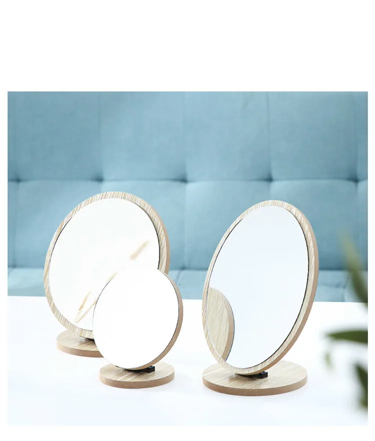 Скандинавское зеркало для макияжа, дерево, для дома, ванной комнаты, настольное украшение, зеркало для студенческого общежития, HD стоячий складной комод для макияжа, зеркало