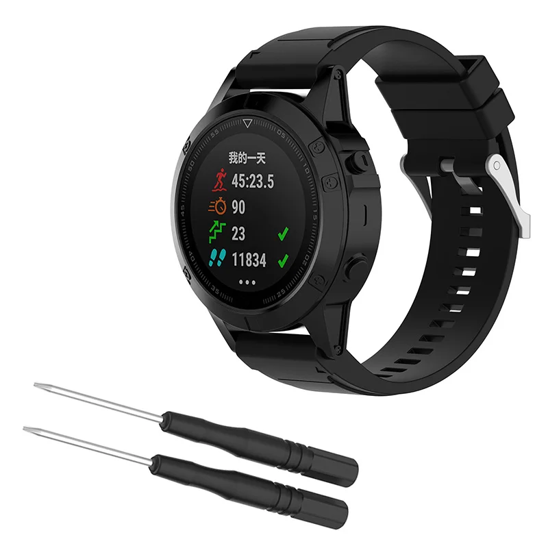 Сплошной цвет силиконовый ремешок для Garmin fenix 6X 5X plus 26 мм сменный ремешок аксессуары регулируемый спортивный браслет