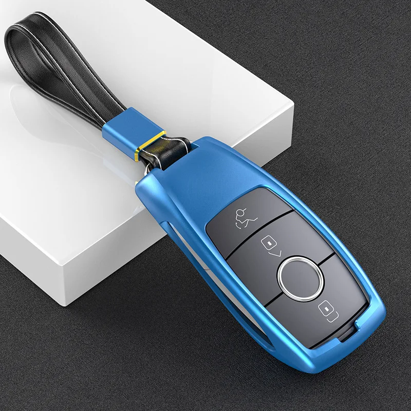 black-blue Новые чехлы для автомобильных ключей из алюминиевого сплава для Mercedes Benz E Class W213 S класс брелок украшения авто аксессуары для интерьера - Название цвета: black-blue
