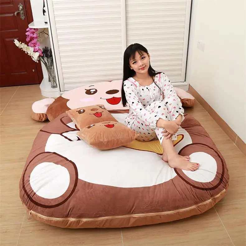 Monkey Single Диван татами с мультяшными животными, кровать для детей, спальный мешок для дома, гостиной и спальни, теплый спальный мешок, матрас - Цвет: Monkey Single