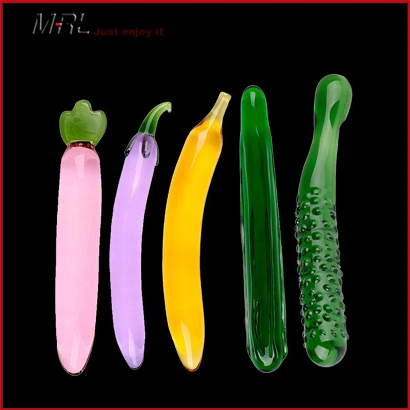 Кристальный стеклянный фаллоимитатор с фруктами секс игрушки для женщин