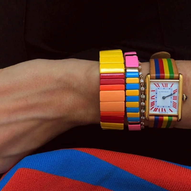 Горячая Распродажа новинка штабелируемые эмалированные цветные браслеты