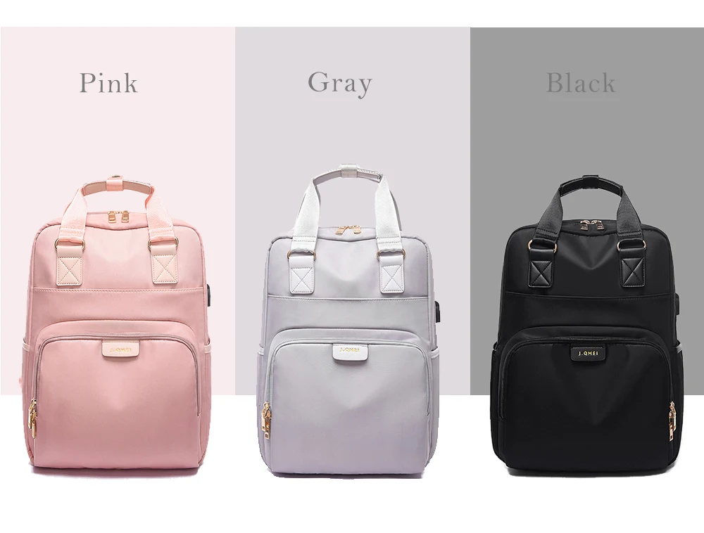 Водонепроницаемый женский рюкзак с защитой от кражи 13, 14, 15, для ноутбука, 15,6 дюймов, USB, рюкзак для девочек, Женский Розовый Многофункциональный рюкзак, большая сумка