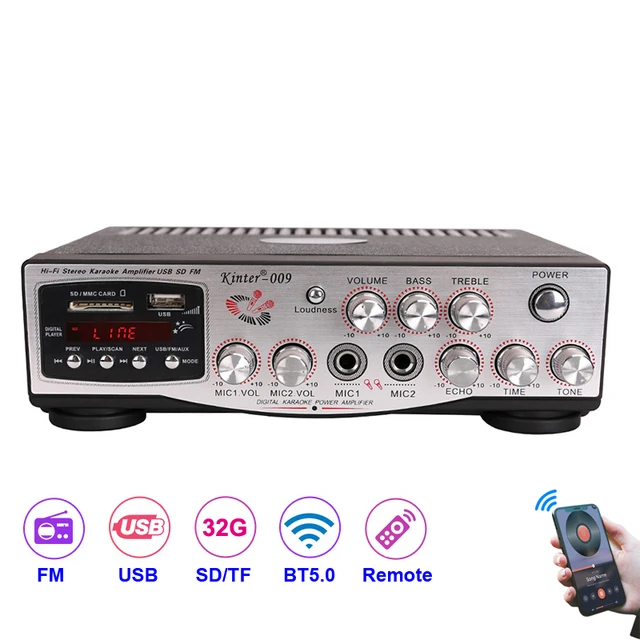 Amplificateur Bluetooth HIFI 220V 12V, processeur Audio de son de voiture,  maison, cinéma, lecteur de musique avec télécommande - AliExpress
