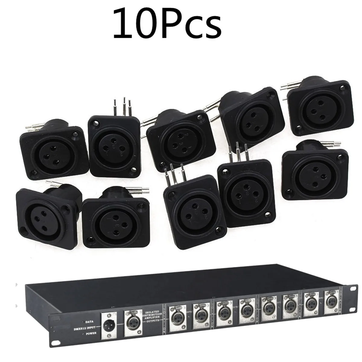 

10 Pcs XLR 3 Pin Panel Mount Female Socket Jack Panel Mount Chassis PCB Socket XLR Connector Adapter Equipment Accessories Black