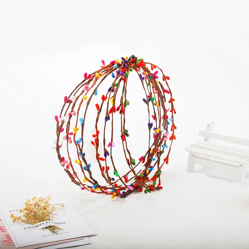 12color 100pcs 40cm Wedding Garland Artificial Flower Head Ring Pip