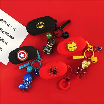 

Cool Cute Cartoon 3D Soft Silicone Case for QCY T1S Wireless Bluetooth Earphone Protect Cover Hook Lanyard Decor Doll for QCY