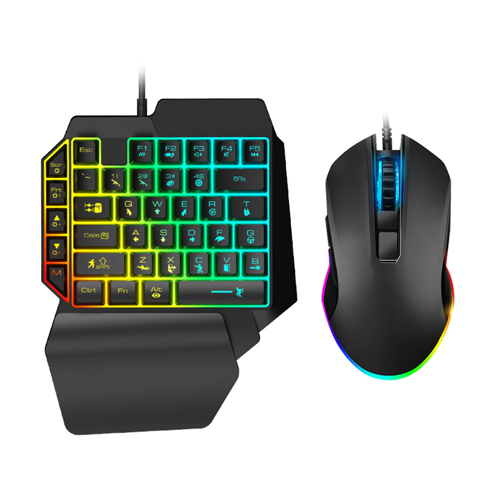 best computer mouse T1 Keyboard Mouse Combos Ergonomic Multicolor Backlight One-Handed Game Keyboard Mouse Set For Home Gamer Gaming KitT1 Wired One Handed Gaming Keyboard Mouse Combo for PUBG PC Gamer Combo Set Ergonomic Design for PUBG PC budget wireless gaming mouse Mice